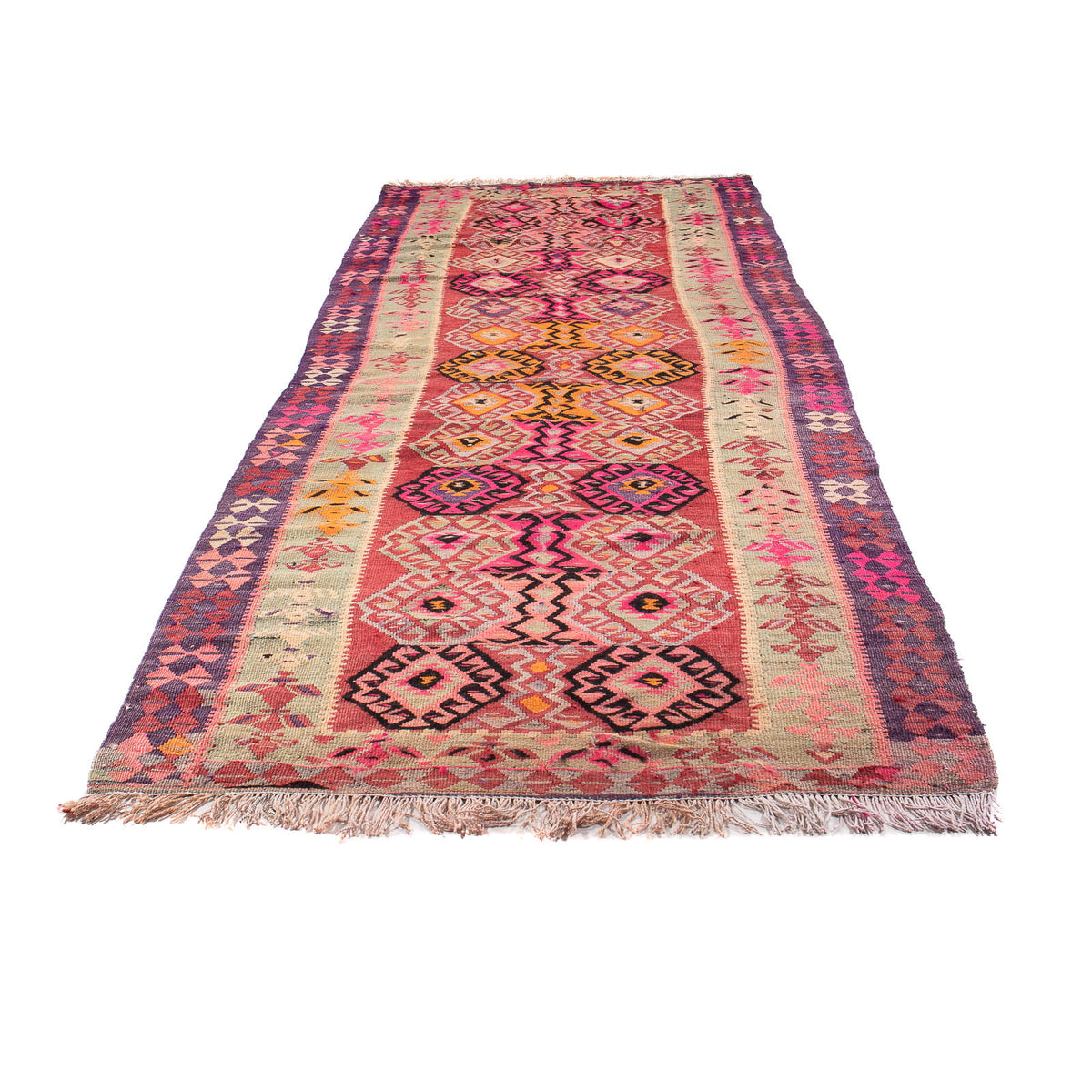Alfombra de pasillo Alfombra Kelim - Antigua - 374 x 129 cm - multicolor