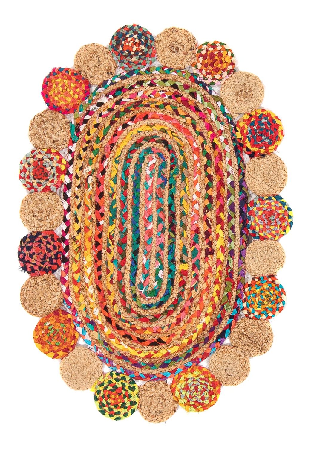 Alfombra de sisal oval - 91 x 61 cm - multicolor