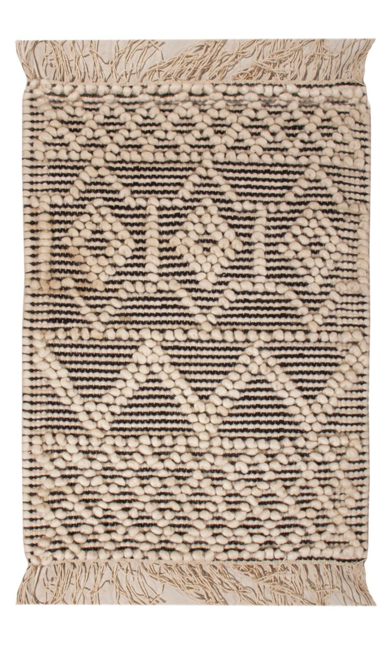 Alfombra de lana - 58 x 46 cm - blanco y negro