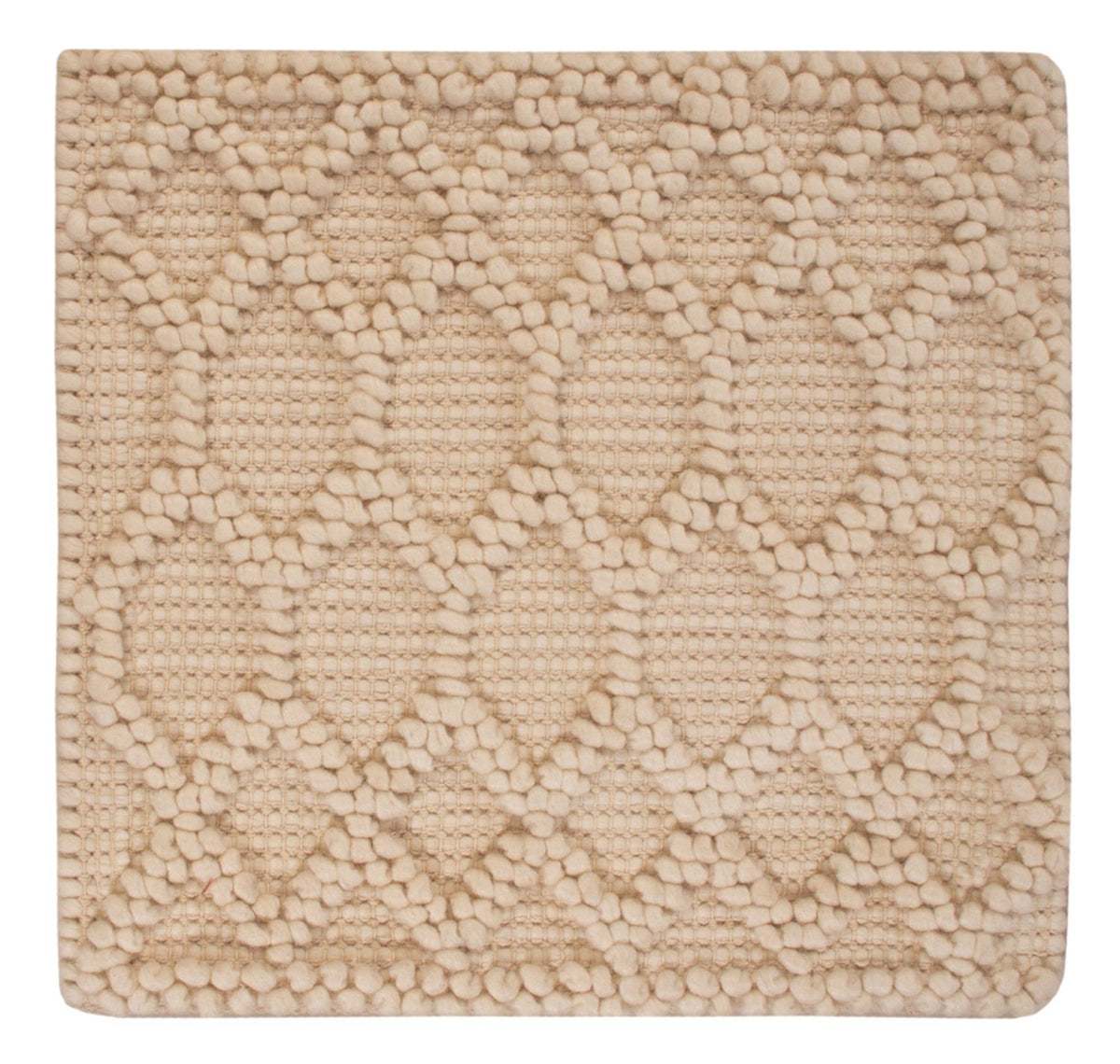 Alfombra de lana cuadrado  - 48 x 42 cm - beige