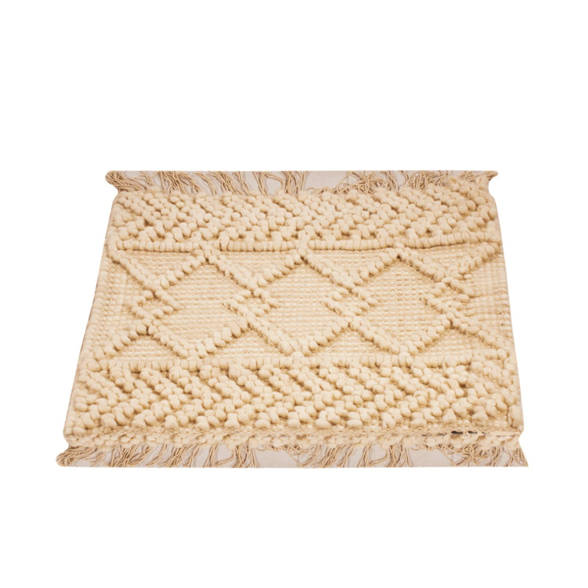 Alfombra de lana cuadrado  - 48 x 46 cm - crema