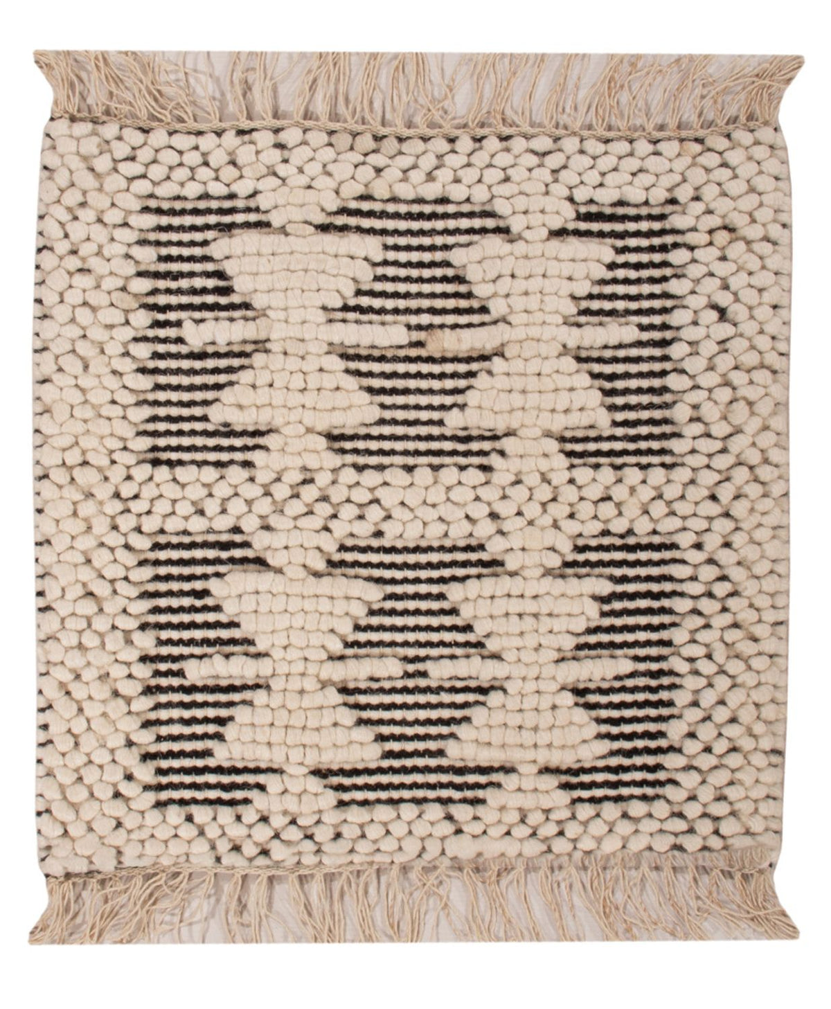 Alfombra de lana cuadrado  - 49 x 46 cm - blanco y negro