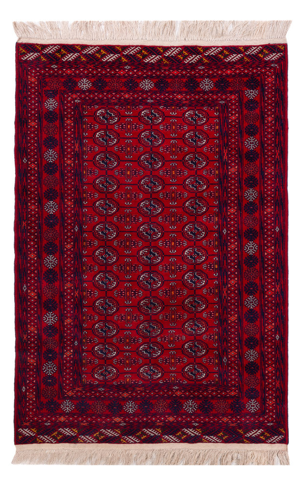 Alfombra afgana - Bukhara - 196 x 133 cm - rojo oscuro