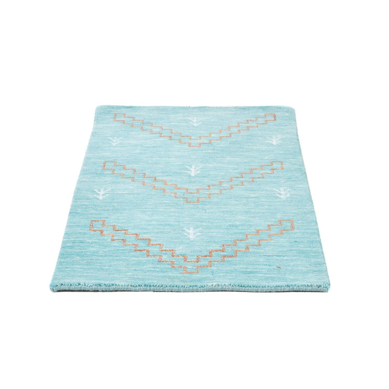 Alfombra Gabbeh - Loribaft Softy - 102 x 62 cm - azul claro