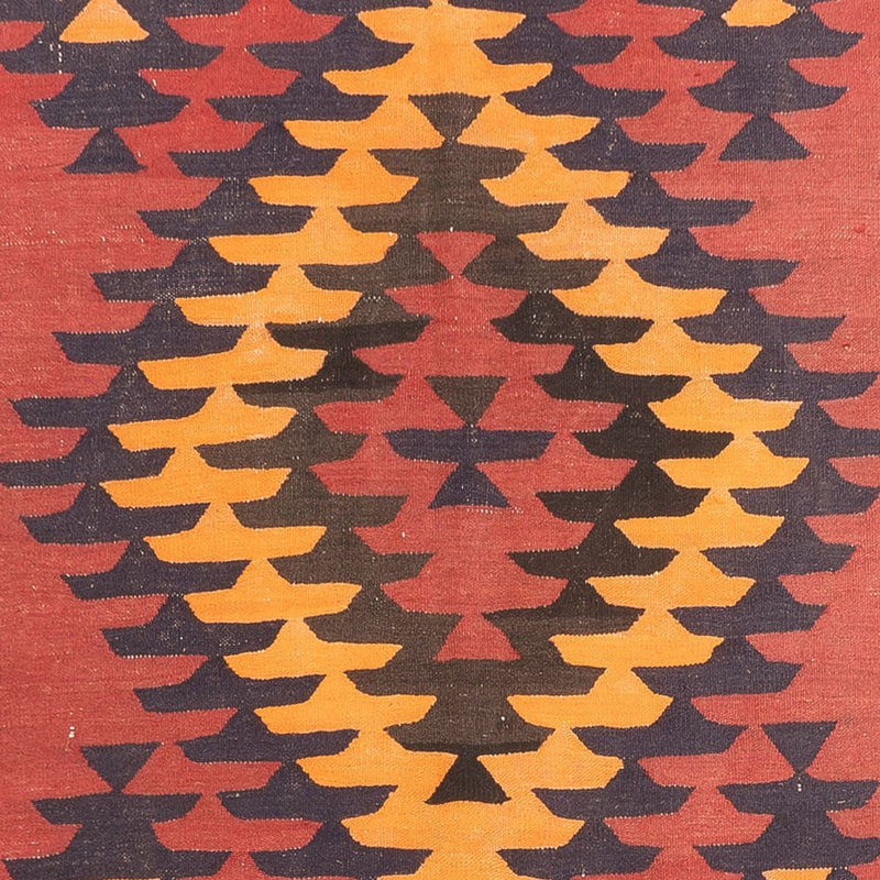 Alfombra de pasillo Alfombra Kelim - Antigua - 423 x 140 cm - rojo oscuro