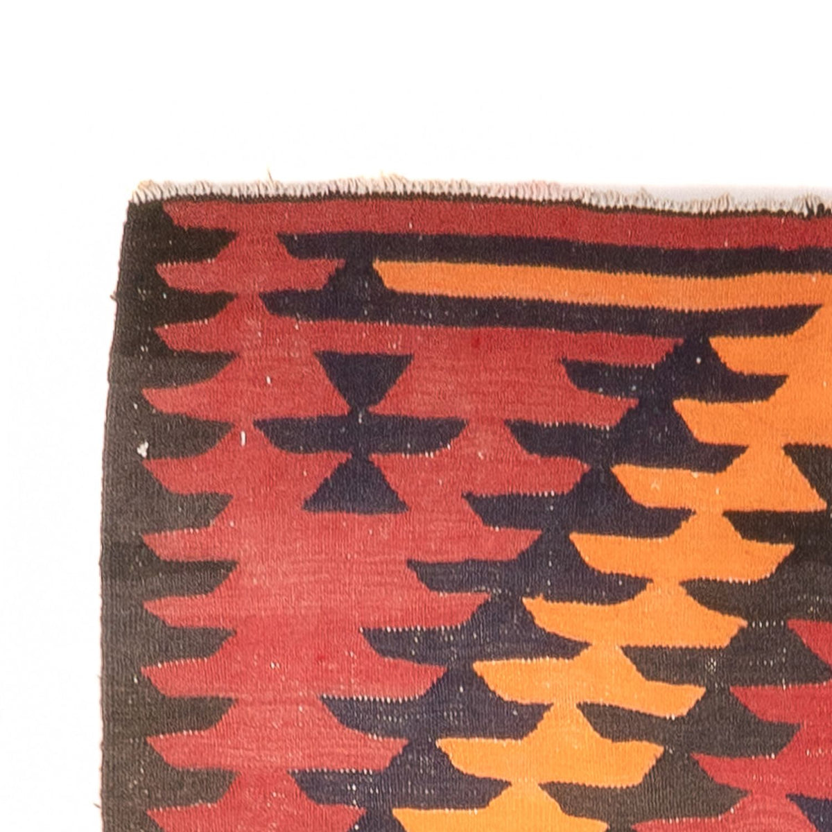 Alfombra de pasillo Alfombra Kelim - Antigua - 423 x 140 cm - rojo oscuro