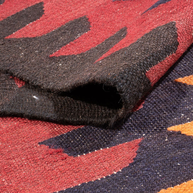 Alfombra de pasillo Alfombra Kelim - Antigua - 423 x 140 cm - rojo oscuro