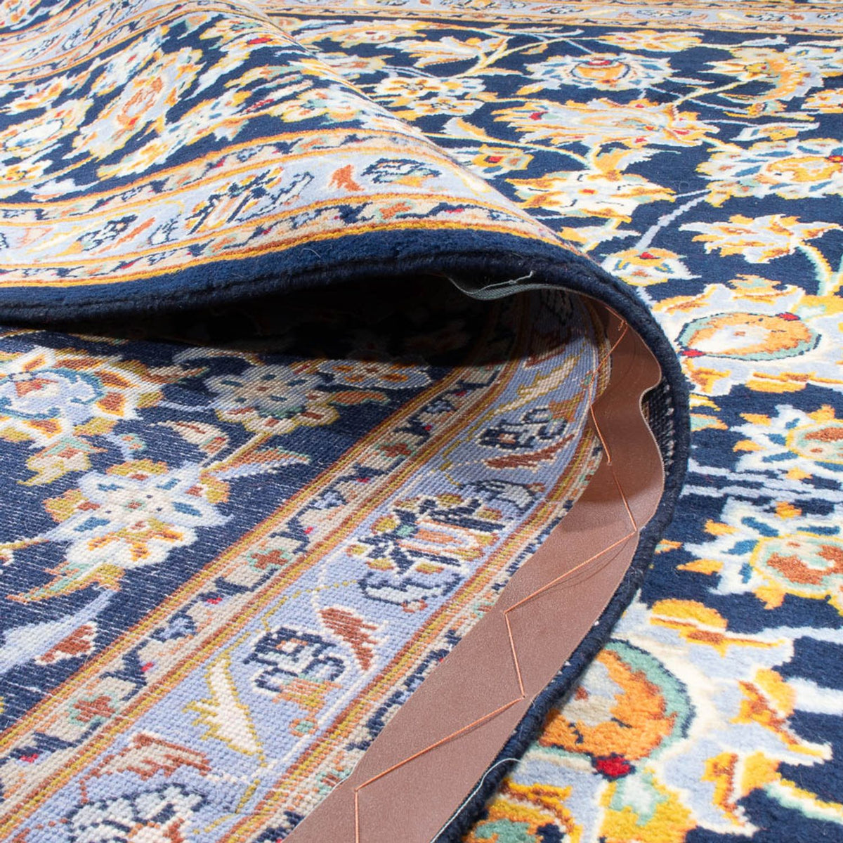 Alfombra persa - Keshan - 402 x 288 cm - azul oscuro