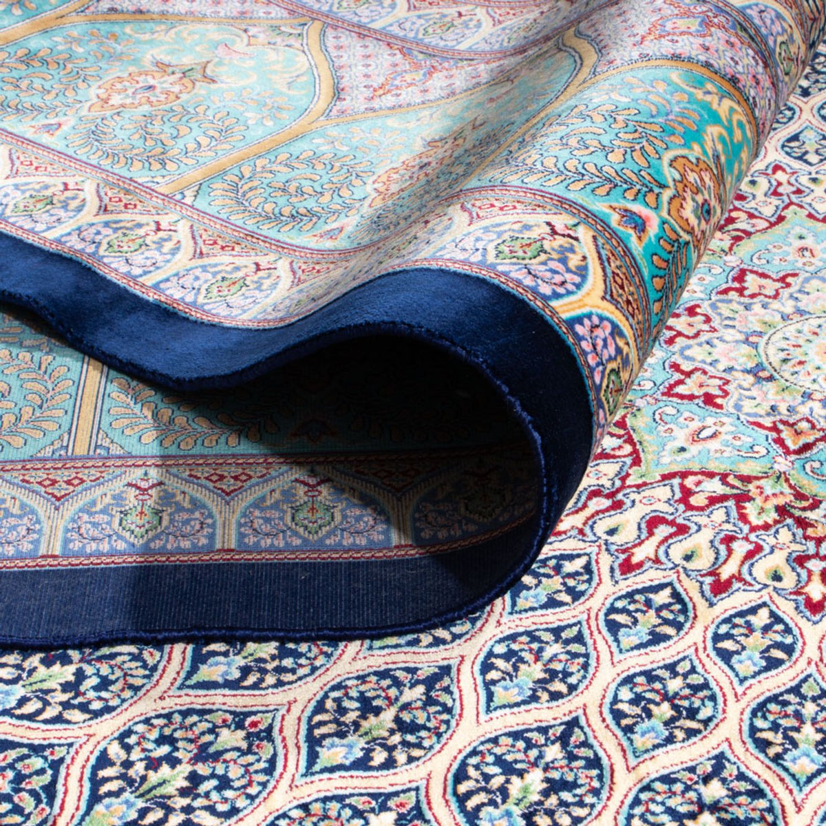 Alfombra persa - Ghom - 300 x 200 cm - azul oscuro