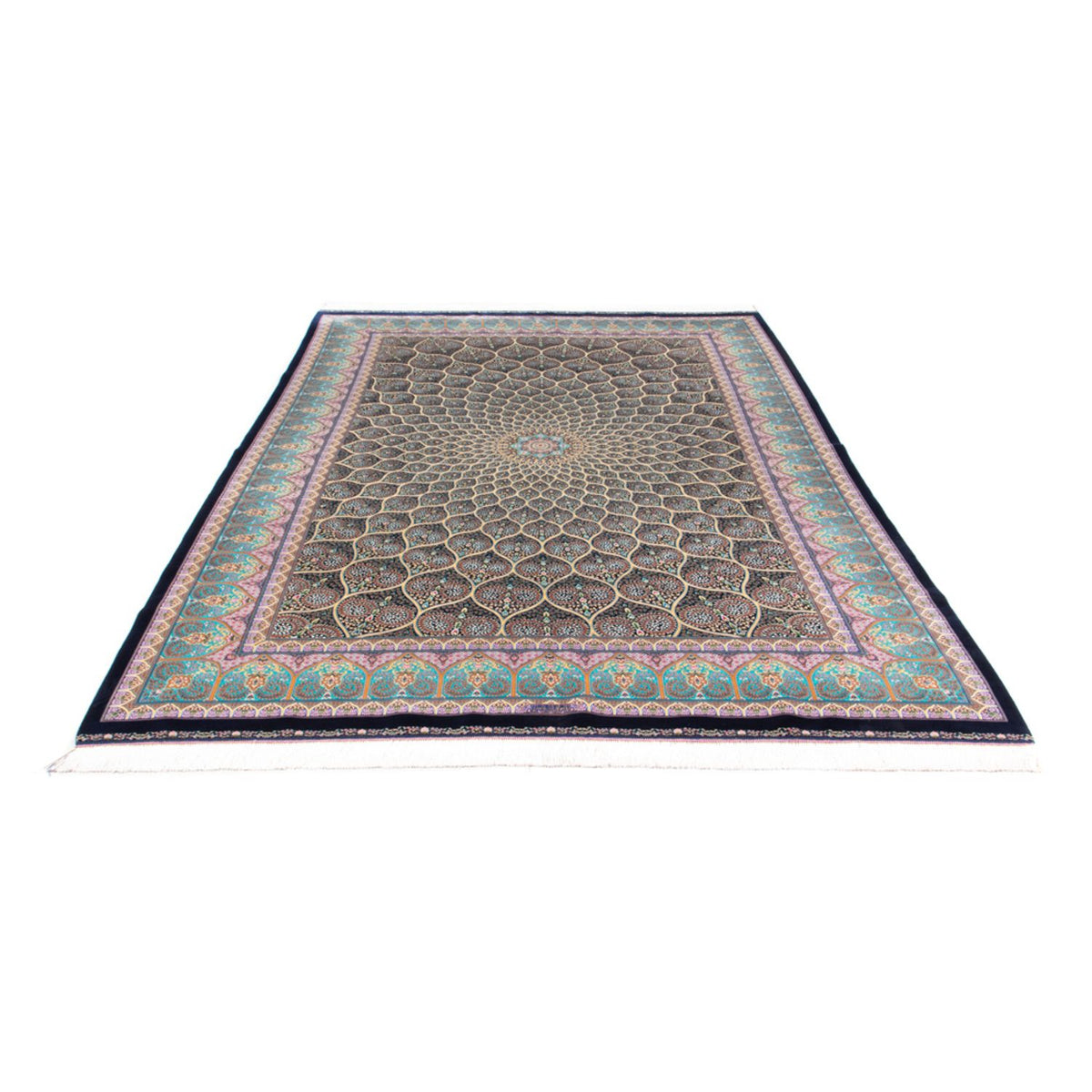 Alfombra persa - Ghom - 300 x 200 cm - azul oscuro