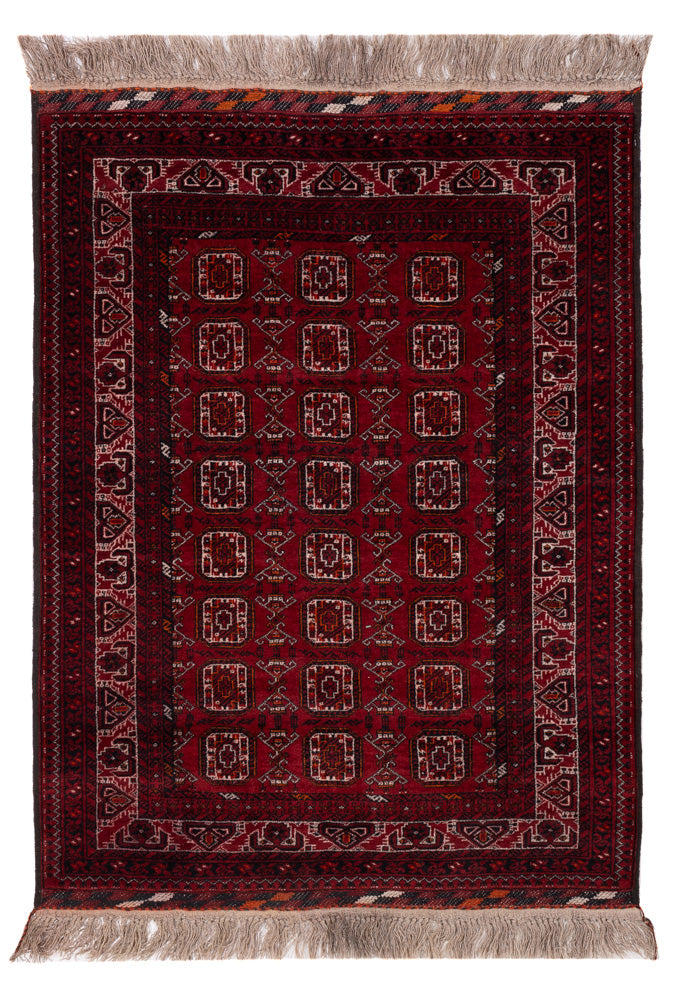 Alfombra afgana - Bukhara - 140 x 102 cm - rojo oscuro