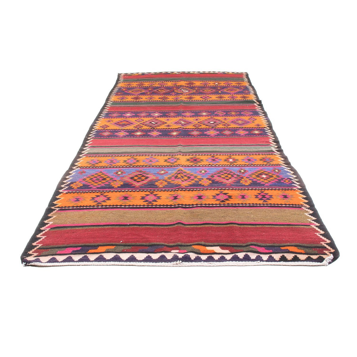 Alfombra de pasillo Alfombra Kelim - Antigua - 395 x 160 cm - multicolor