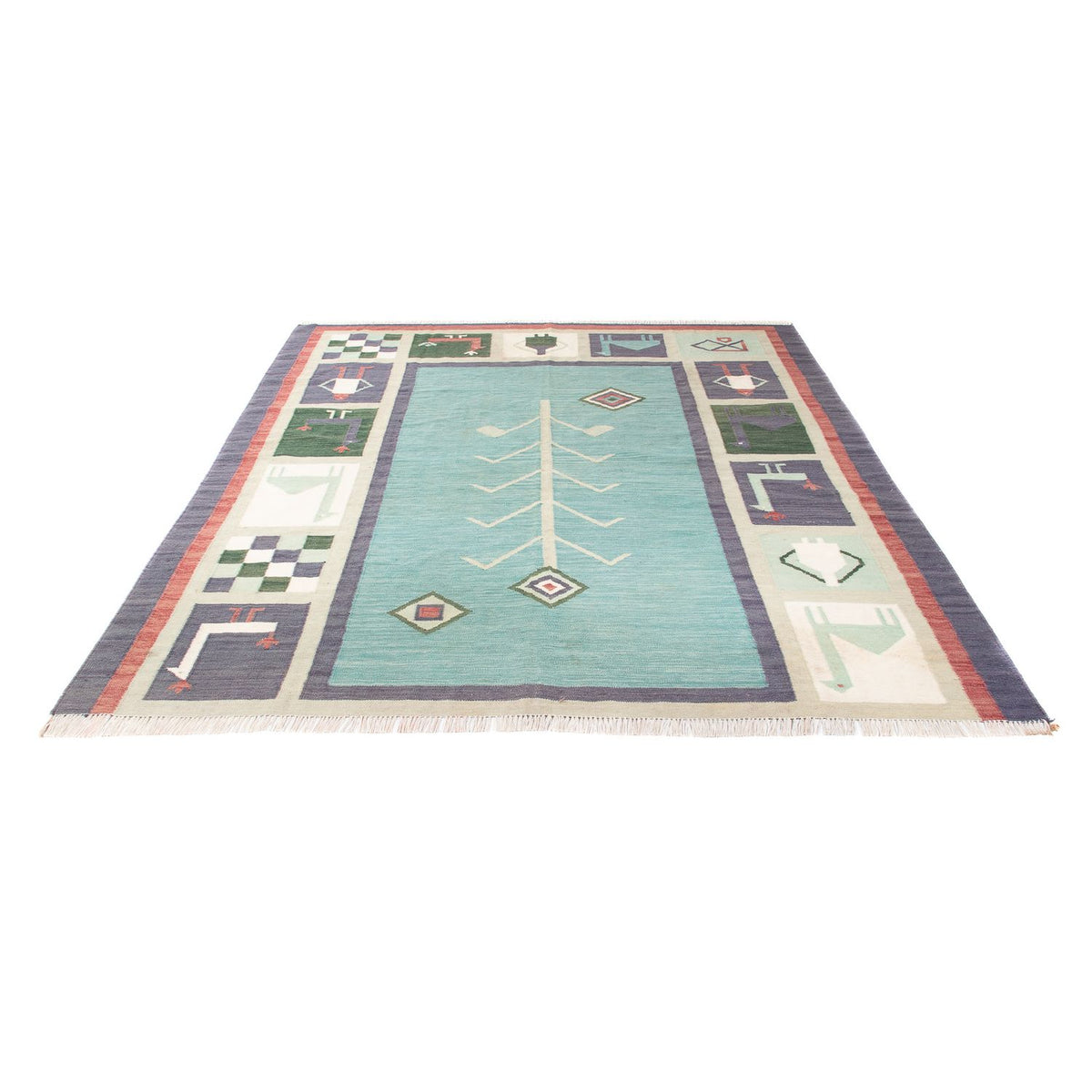 Alfombra Kelim - Tendencia - 240 x 200 cm - azul claro