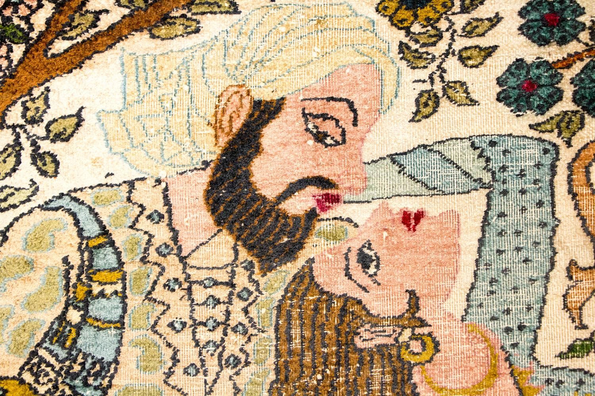 Alfombra de seda - Seda de Cachemira - 150 x 92 cm - multicolor