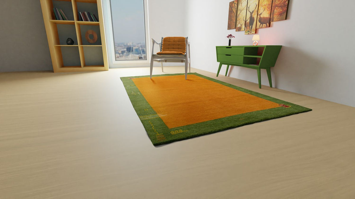 Alfombra Gabbeh - Indus - 300 x 250 cm - naranja