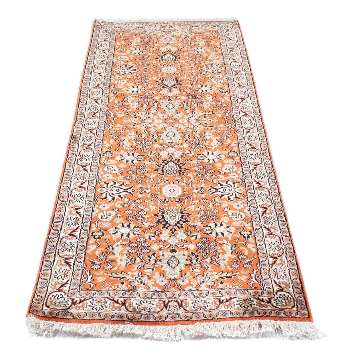Alfombra de pasillo Alfombra de seda - Seda de Cachemira - 177 x 61 cm - naranja