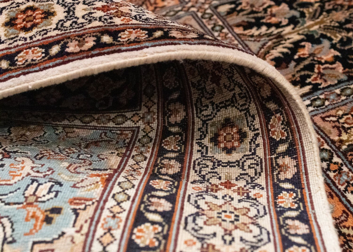 Alfombra de seda - Seda de Cachemira - 135 x 78 cm - multicolor