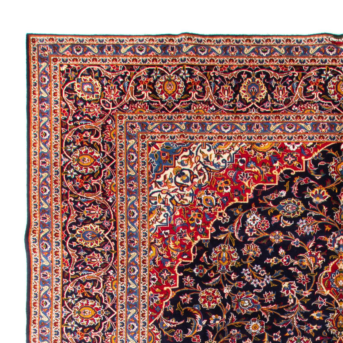 Alfombra persa - Keshan - 425 x 318 cm - azul oscuro