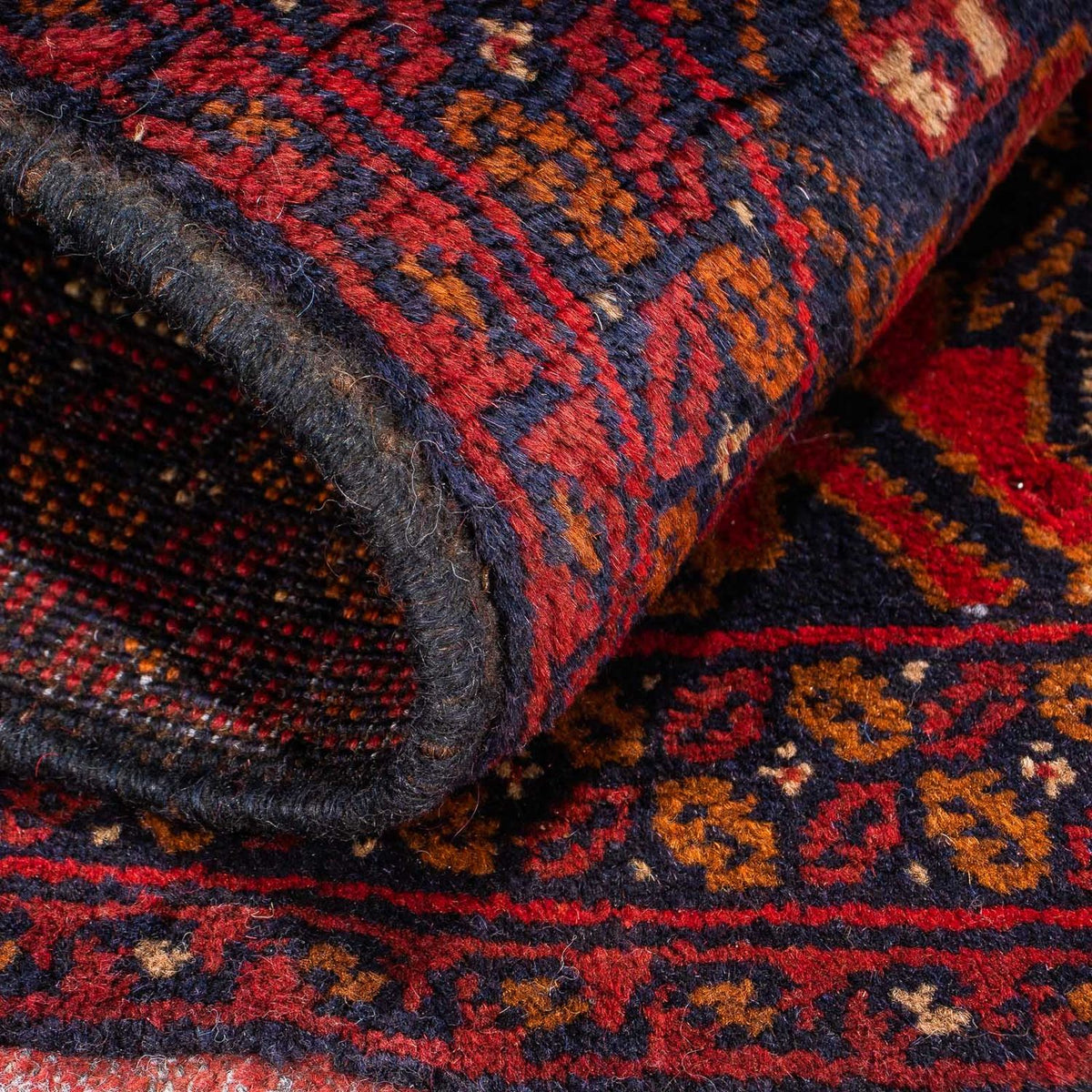 Alfombra afgana - Kunduz - 102 x 52 cm - rojo oscuro