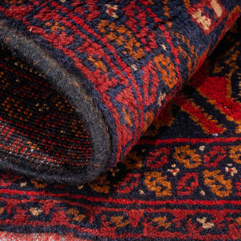 Alfombra afgana - Kunduz - 102 x 52 cm - rojo oscuro