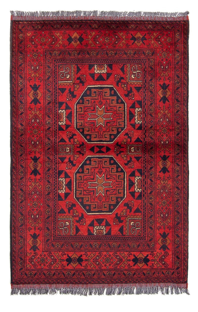 Alfombra afgana - Kunduz - 146 x 102 cm - rojo oscuro