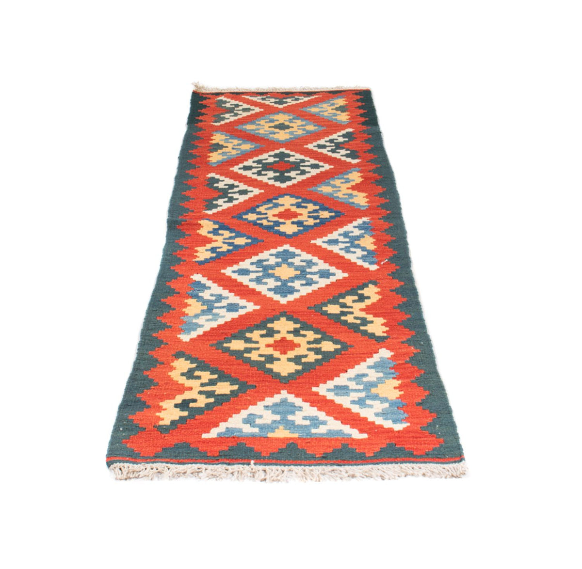 Alfombra de pasillo Alfombra Kelim - Oriental - 207 x 62 cm - rojo oscuro