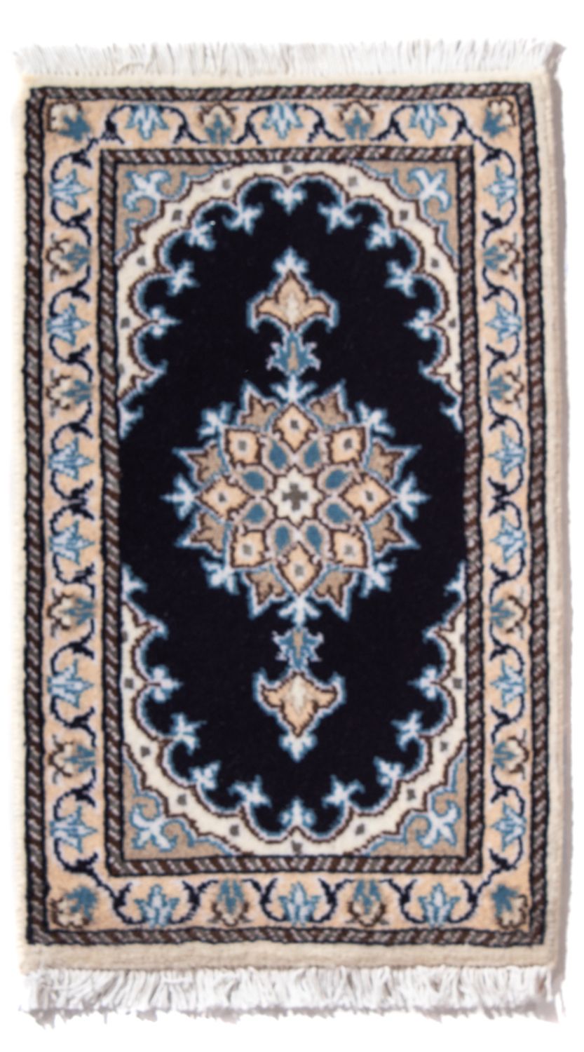 Alfombra persa - Nain - 60 x 40 cm - azul oscuro