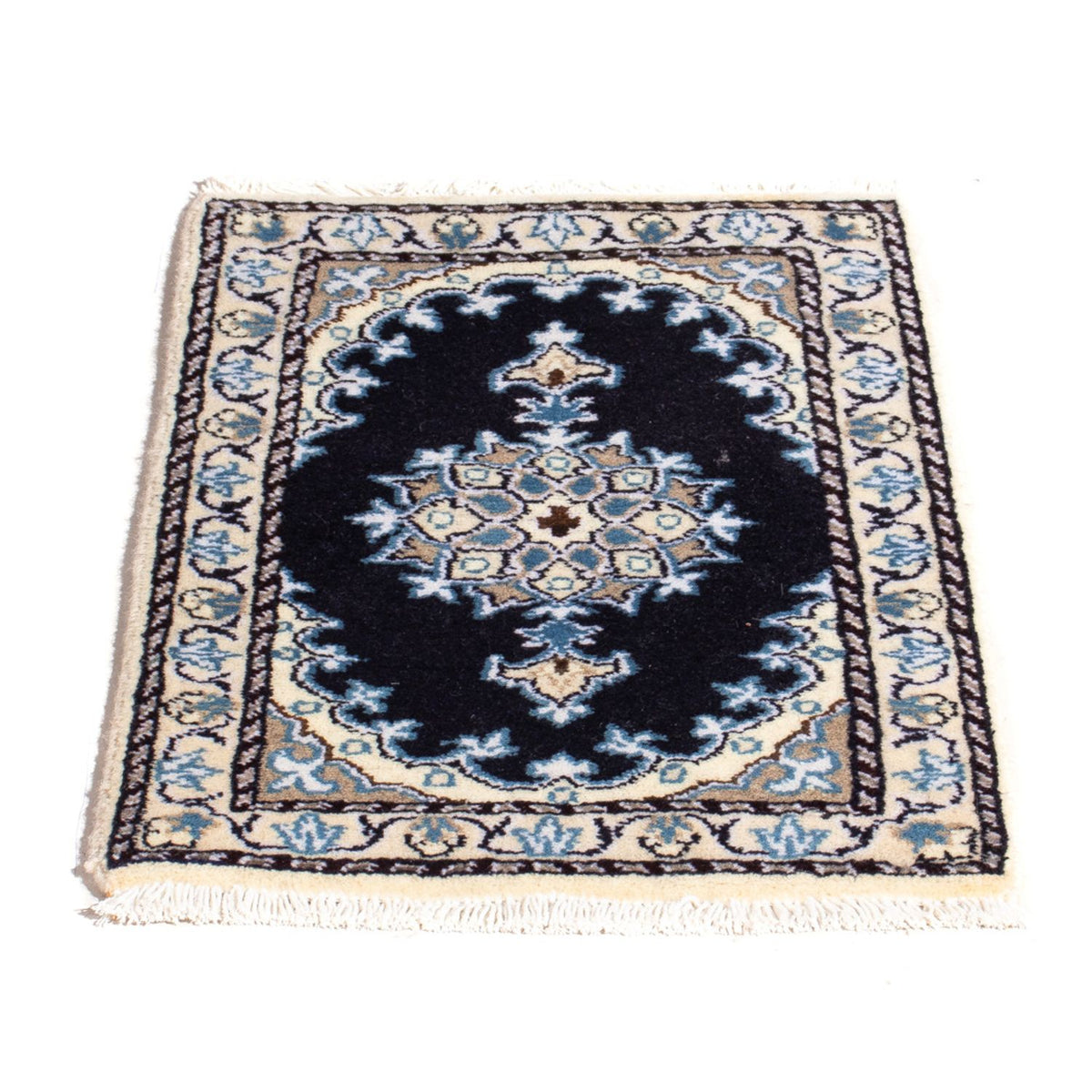 Alfombra persa - Nain - 60 x 40 cm - azul oscuro