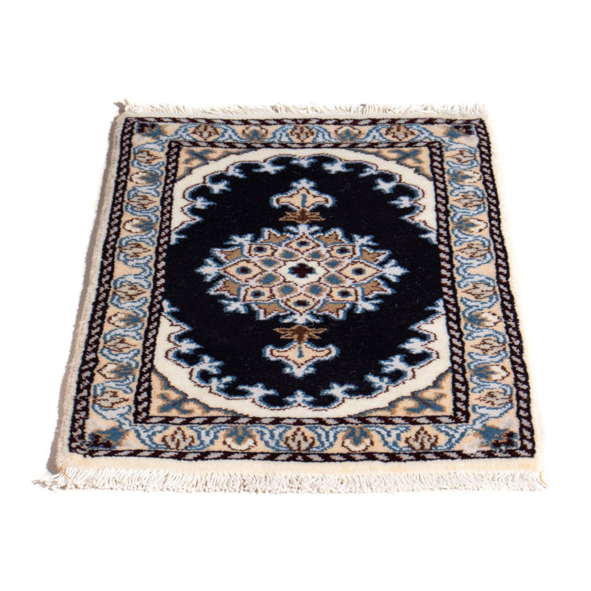 Alfombra persa - Nain - 60 x 40 cm - azul oscuro