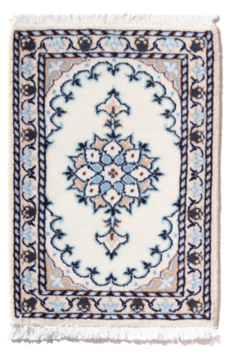 Alfombra persa - Nain - 60 x 40 cm - azul claro