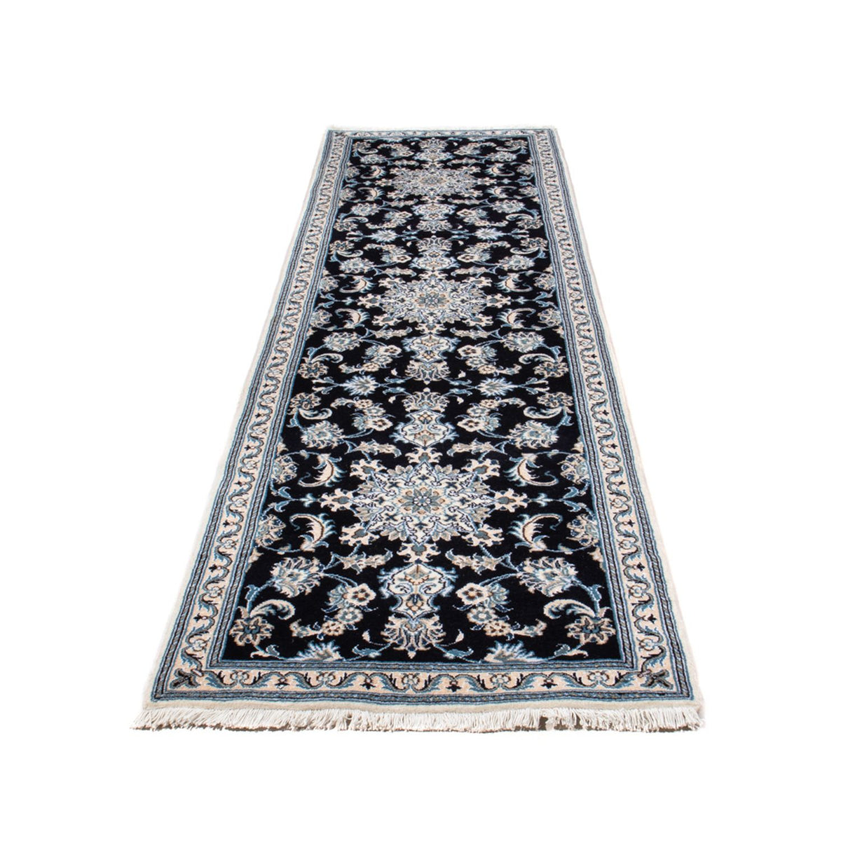 Alfombra de pasillo Alfombra persa - Nain - 287 x 79 cm - azul oscuro