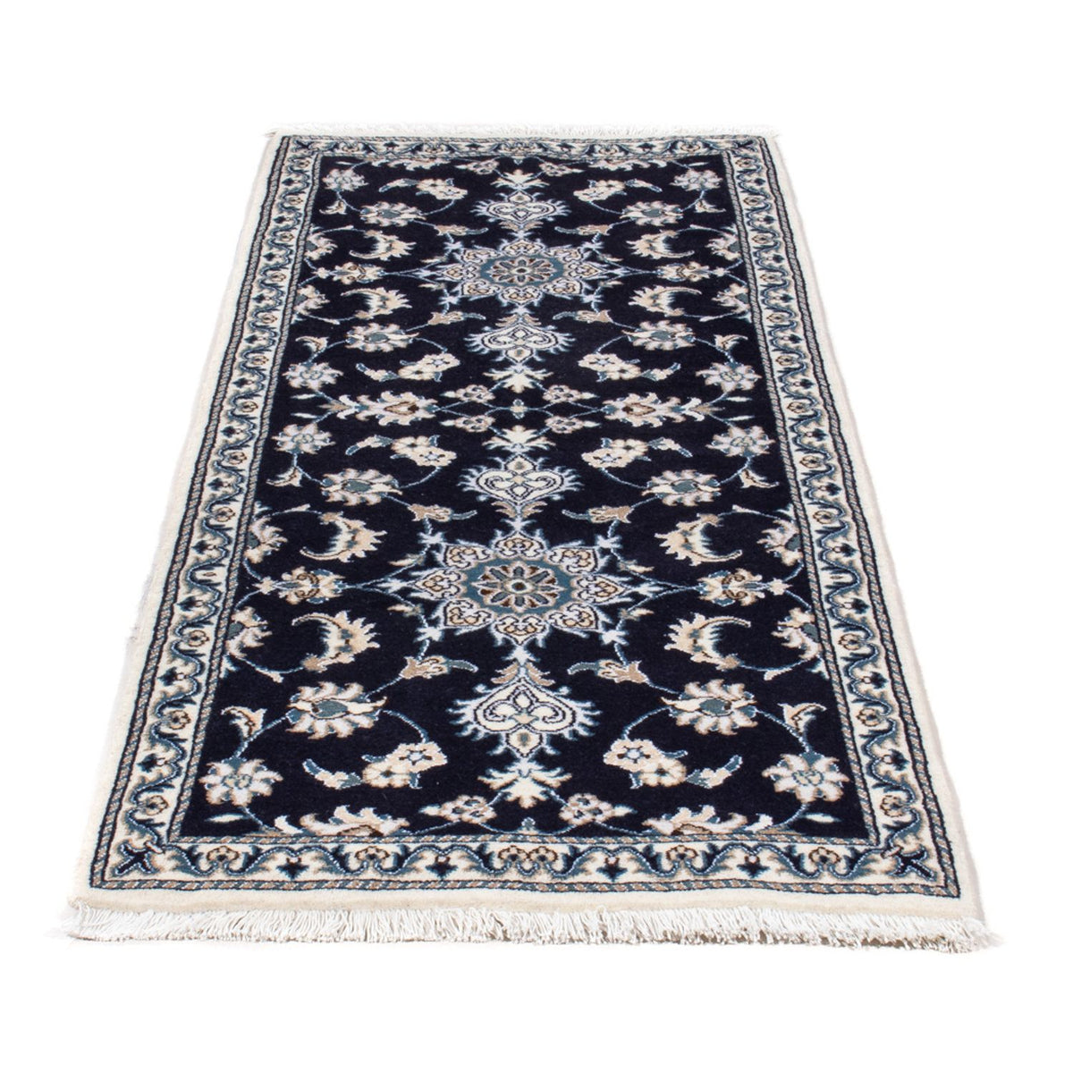 Alfombra de pasillo Alfombra persa - Nain - 202 x 78 cm - azul oscuro