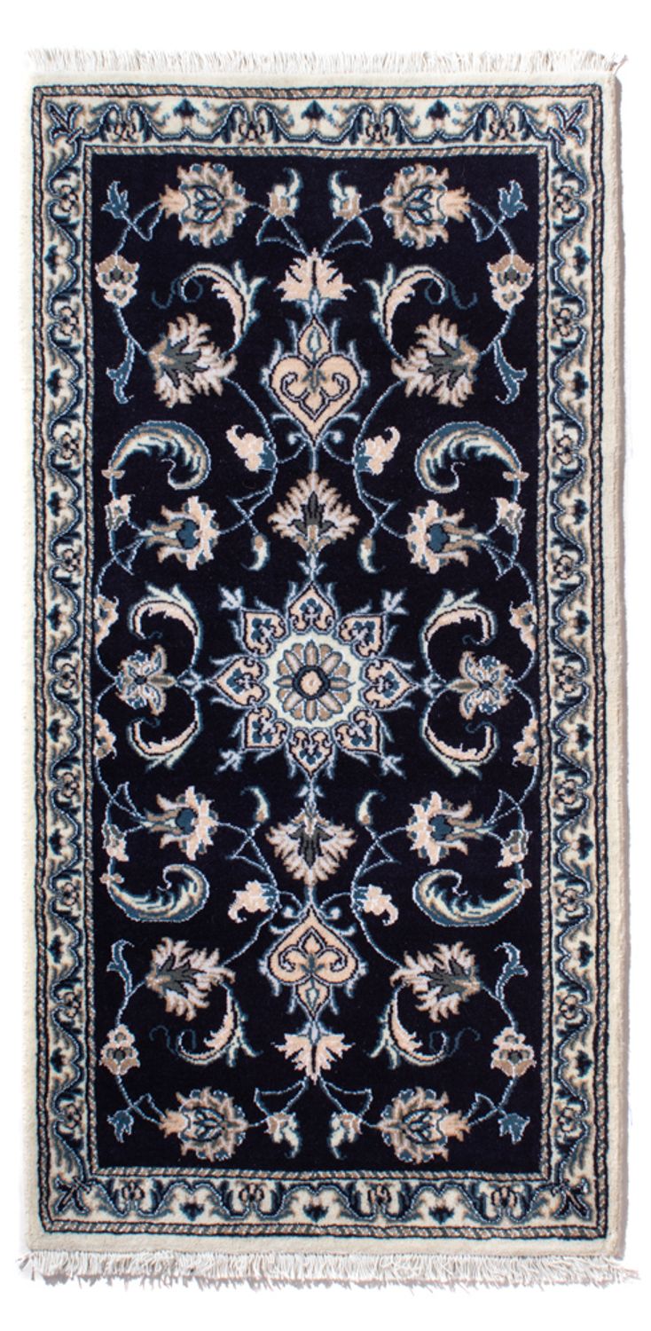 Alfombra persa - Nain - 141 x 72 cm - azul oscuro