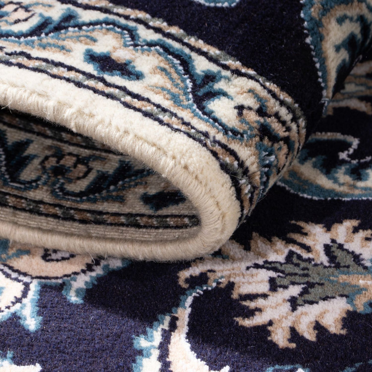 Alfombra persa - Nain - 141 x 72 cm - azul oscuro