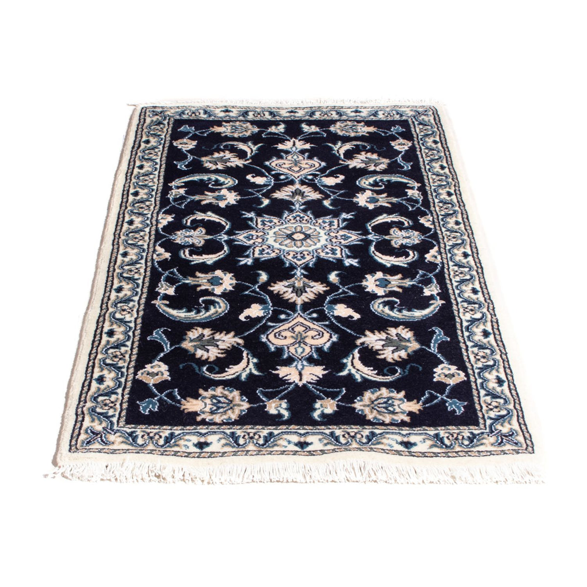 Alfombra persa - Nain - 141 x 72 cm - azul oscuro
