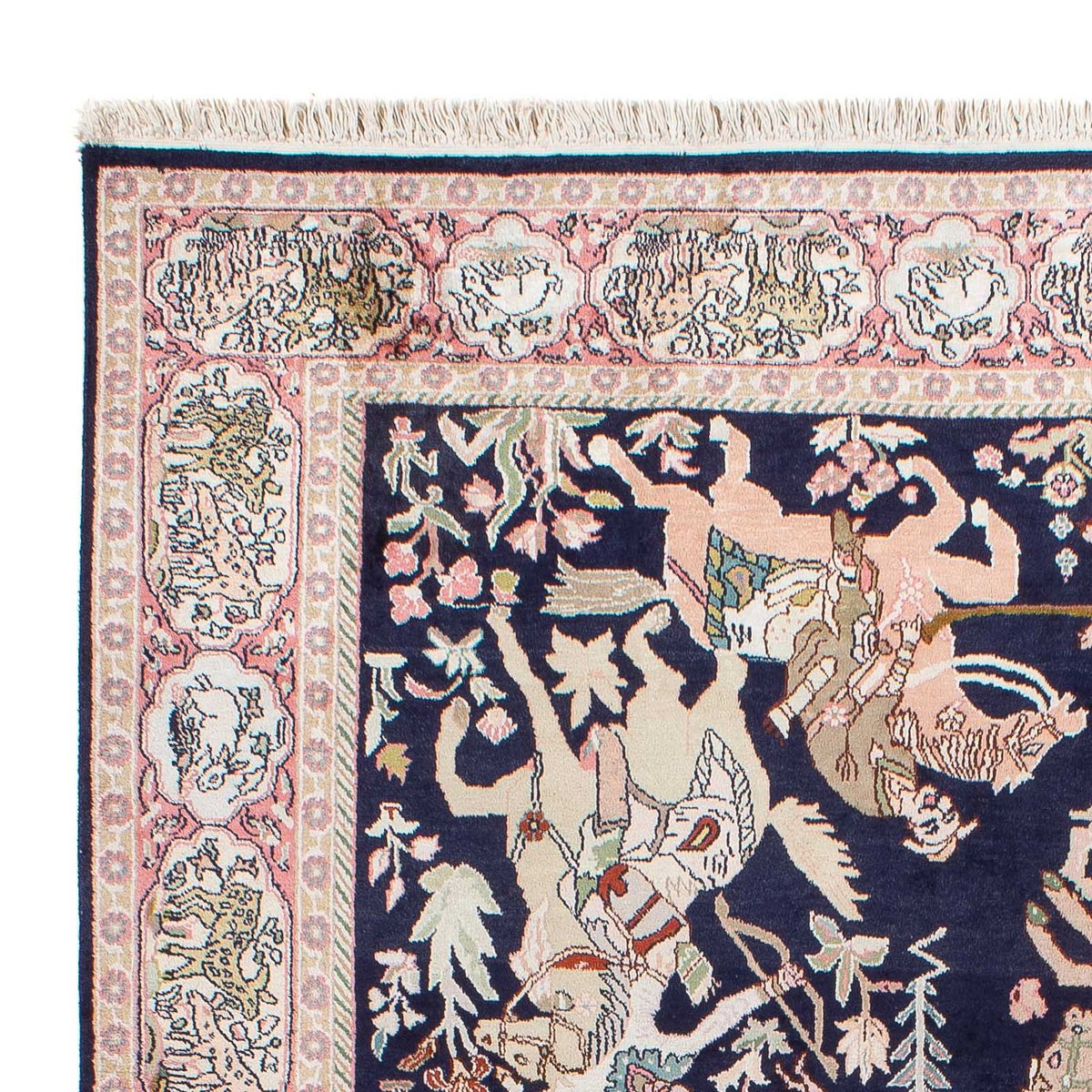 Alfombra de seda - Seda de Cachemira - 215 x 133 cm - azul oscuro