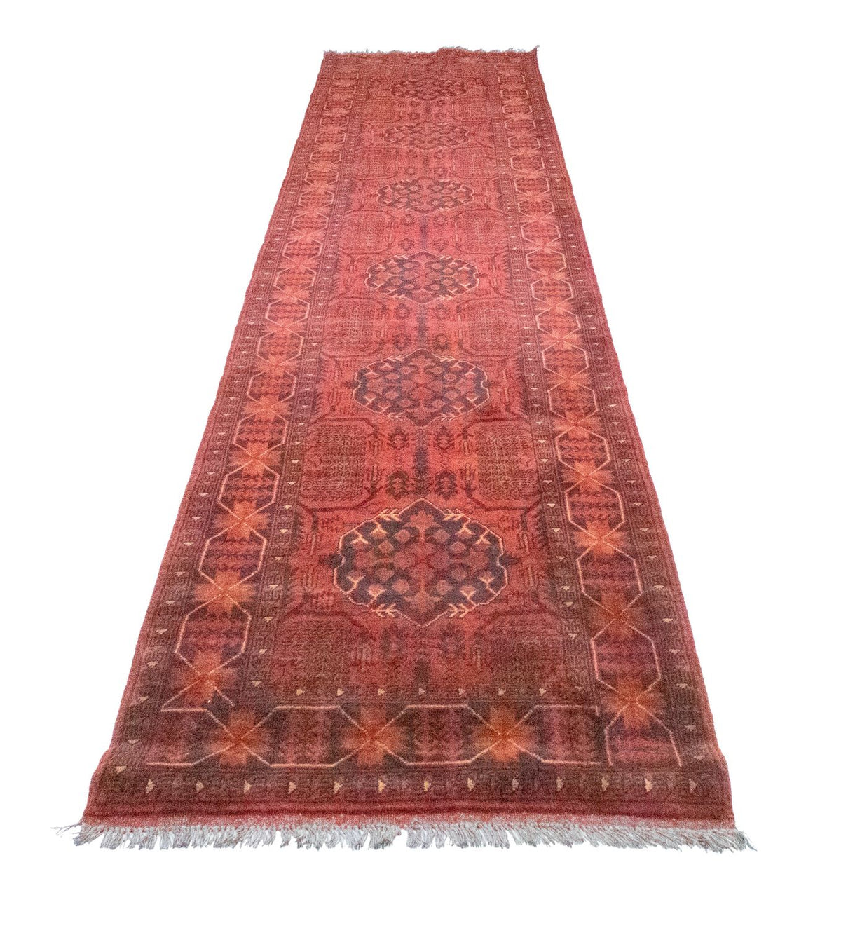Alfombra de pasillo Alfombra afgana - Kunduz - 390 x 82 cm - rojo