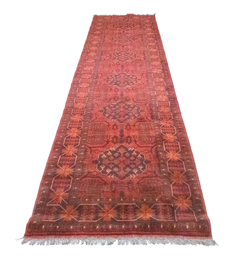 Alfombra de pasillo Alfombra afgana - Kunduz - 390 x 82 cm - rojo