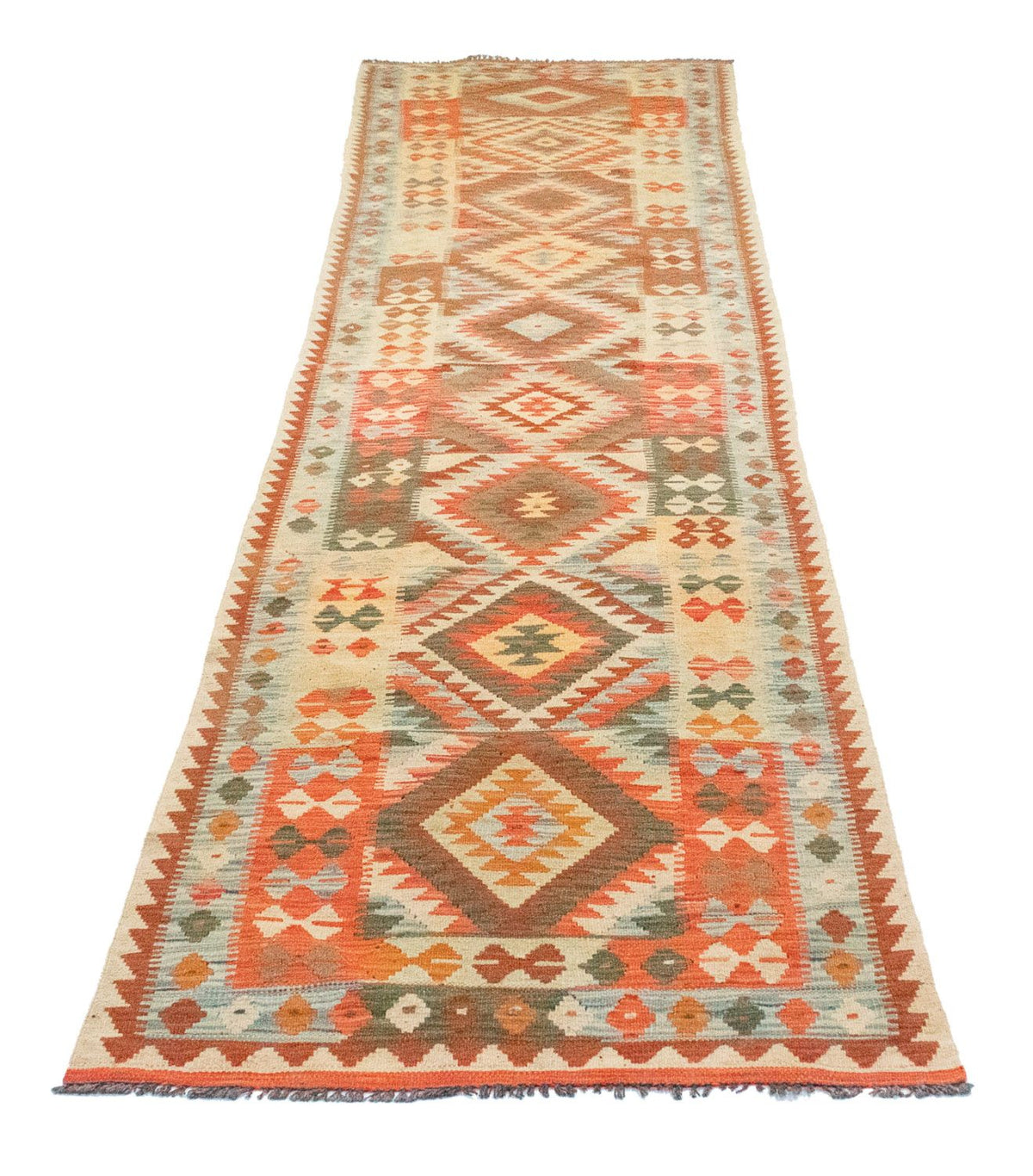 Alfombra de pasillo Alfombra Kelim - Oriental - 395 x 84 cm - marrón