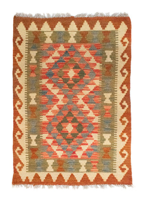 Alfombra Kelim - Oriental - 90 x 60 cm - naranja