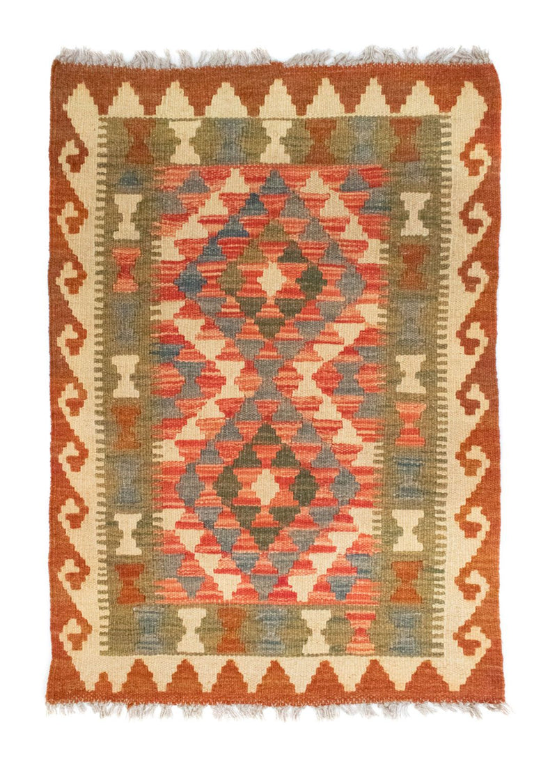 Alfombra Kelim - Oriental - 90 x 60 cm - naranja