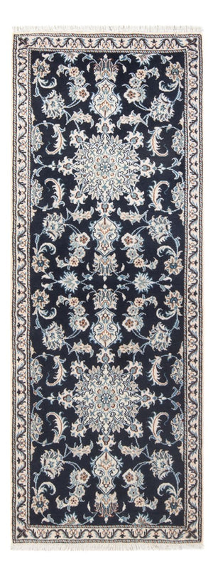 Alfombra de pasillo Alfombra persa - Nain - 210 x 79 cm - azul oscuro