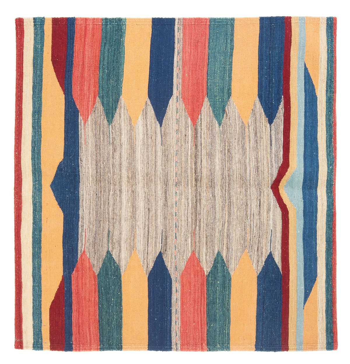 Alfombra Kelim - Oriental cuadrado - 128 x 125 cm - verde menta