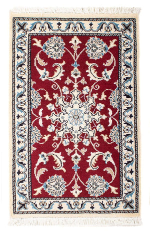 Alfombra persa - Nain - 89 x 56 cm - rojo oscuro