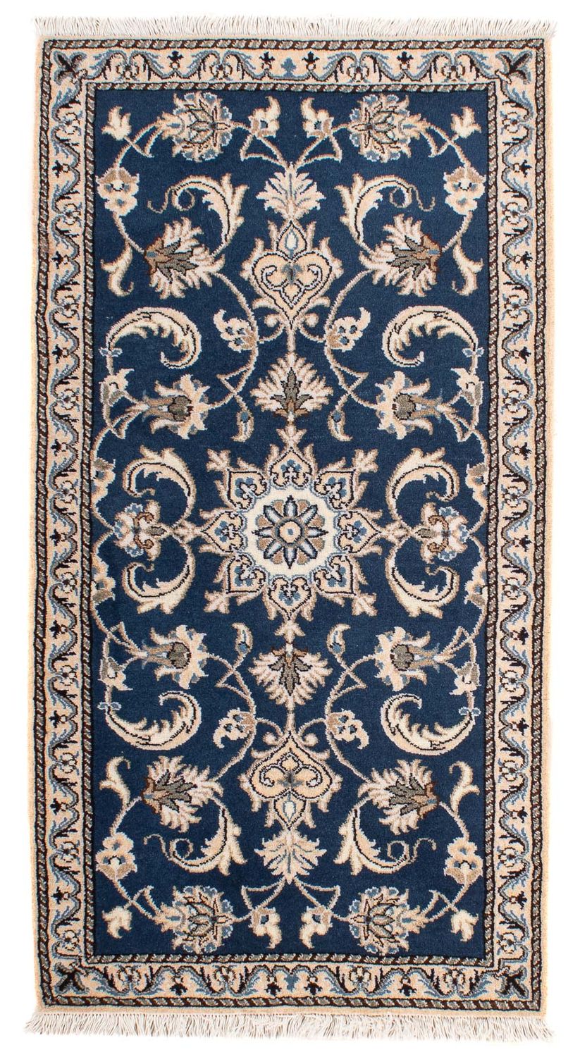 Alfombra persa - Nain - 140 x 70 cm - azul oscuro