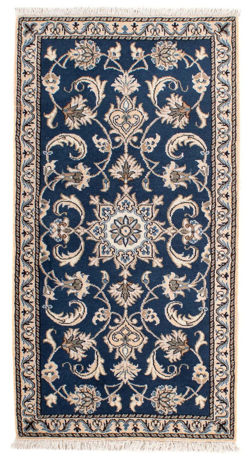 Alfombra persa - Nain - 140 x 70 cm - azul oscuro