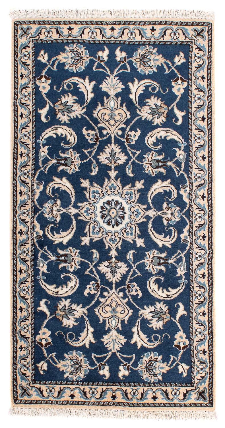 Alfombra persa - Nain - 135 x 68 cm - azul oscuro