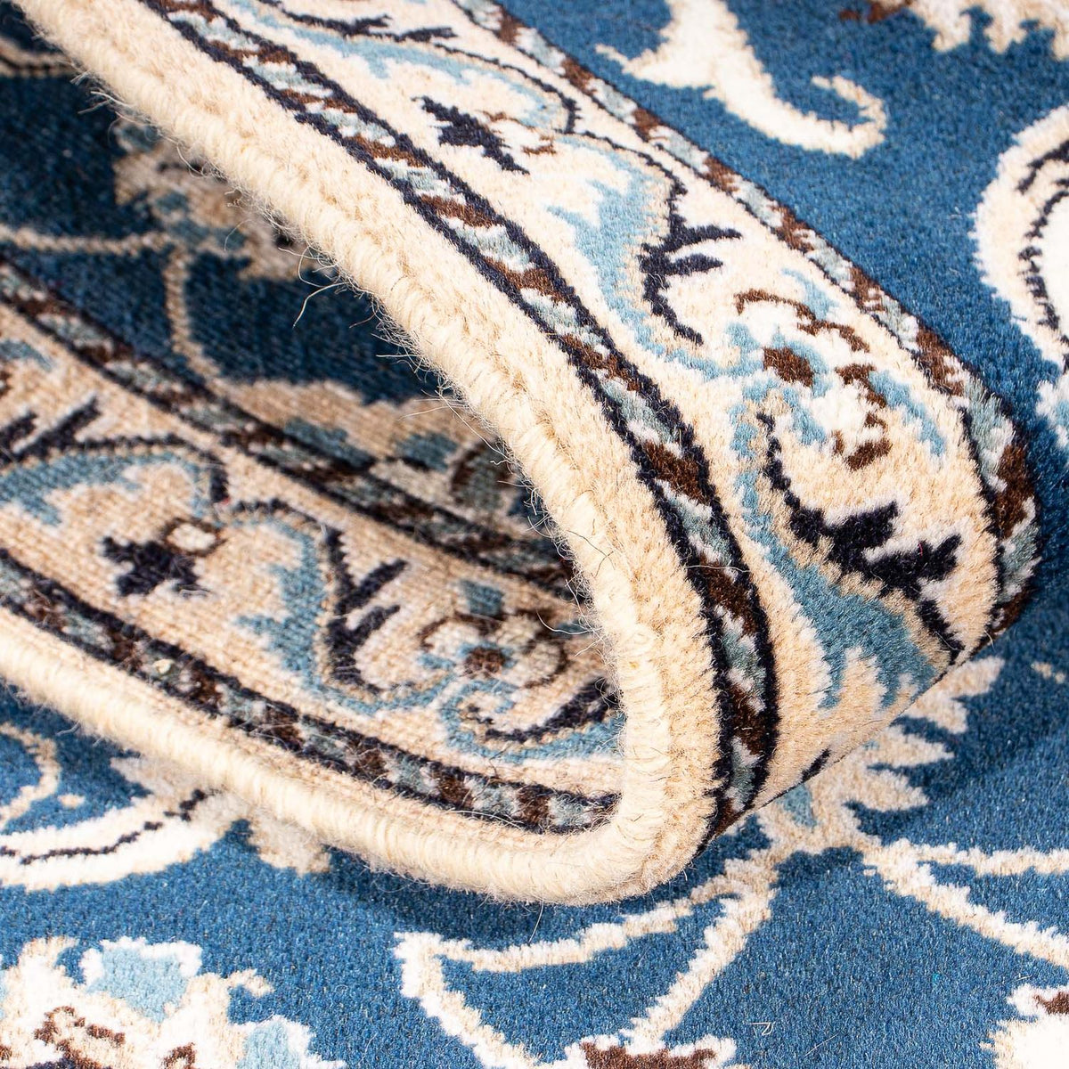 Alfombra persa - Nain - 135 x 68 cm - azul oscuro