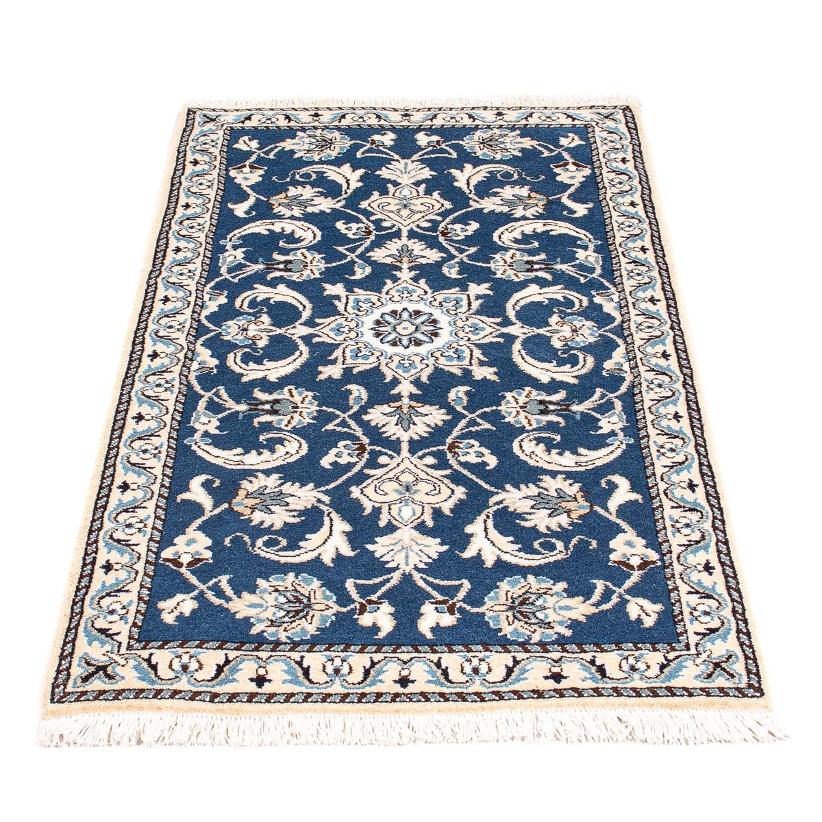 Alfombra persa - Nain - 135 x 68 cm - azul oscuro