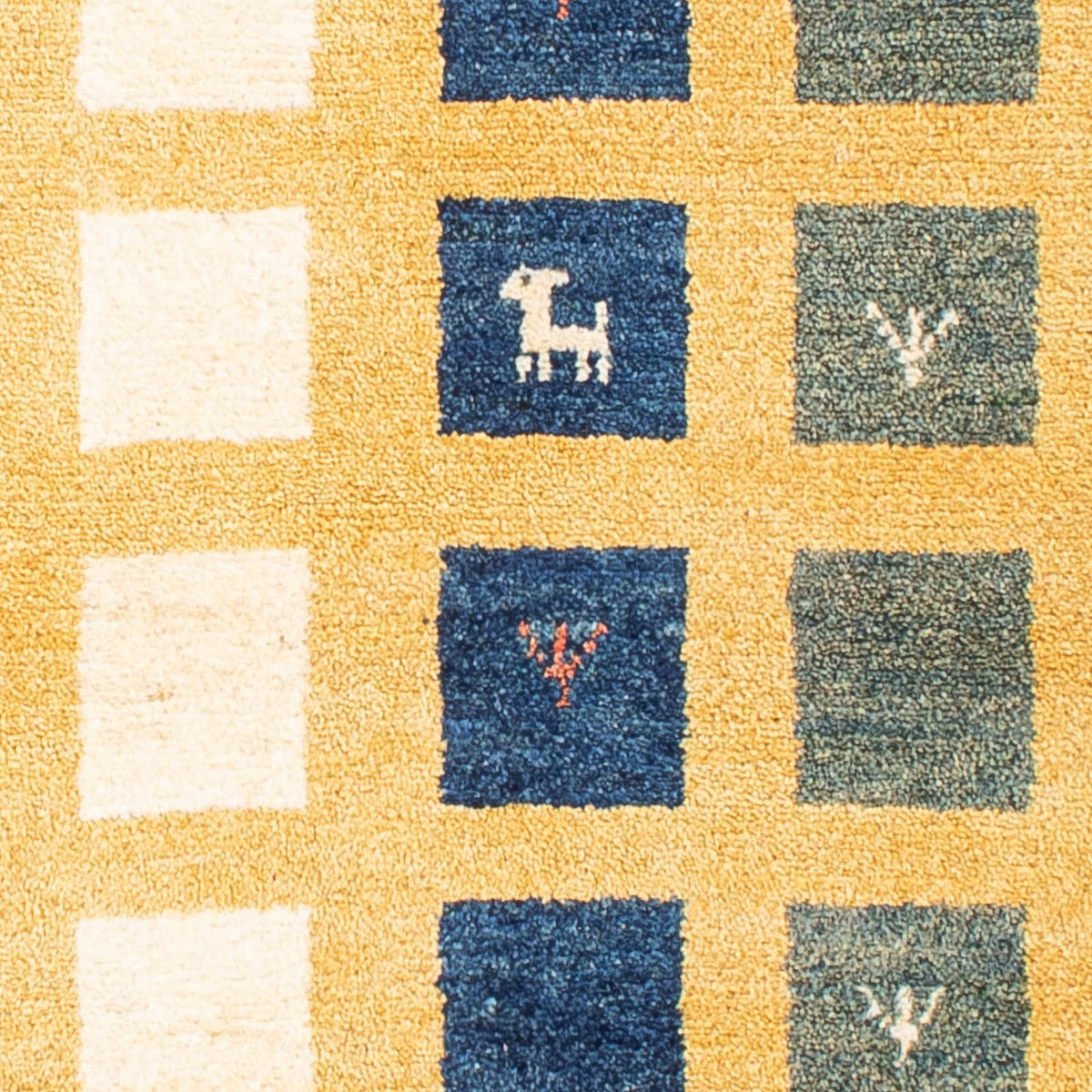 Alfombra Gabbeh - Loribaft Persa - 118 x 84 cm - amarillo mostaza